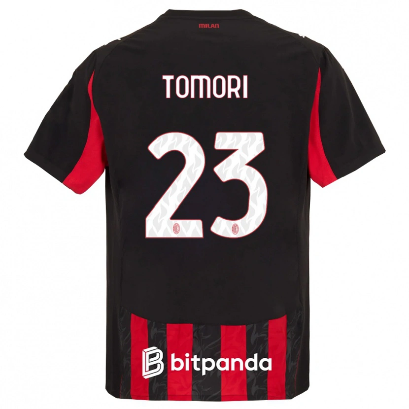 Danxen Enfant Maillot Fikayo Tomori #23 Rouge Noir Tenues Domicile 2025/26 T-Shirt