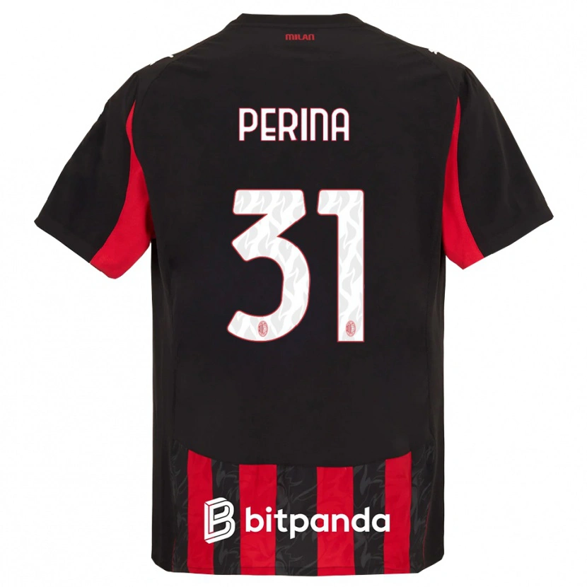 Danxen Enfant Maillot Gioele Perina #31 Rouge Noir Tenues Domicile 2025/26 T-Shirt