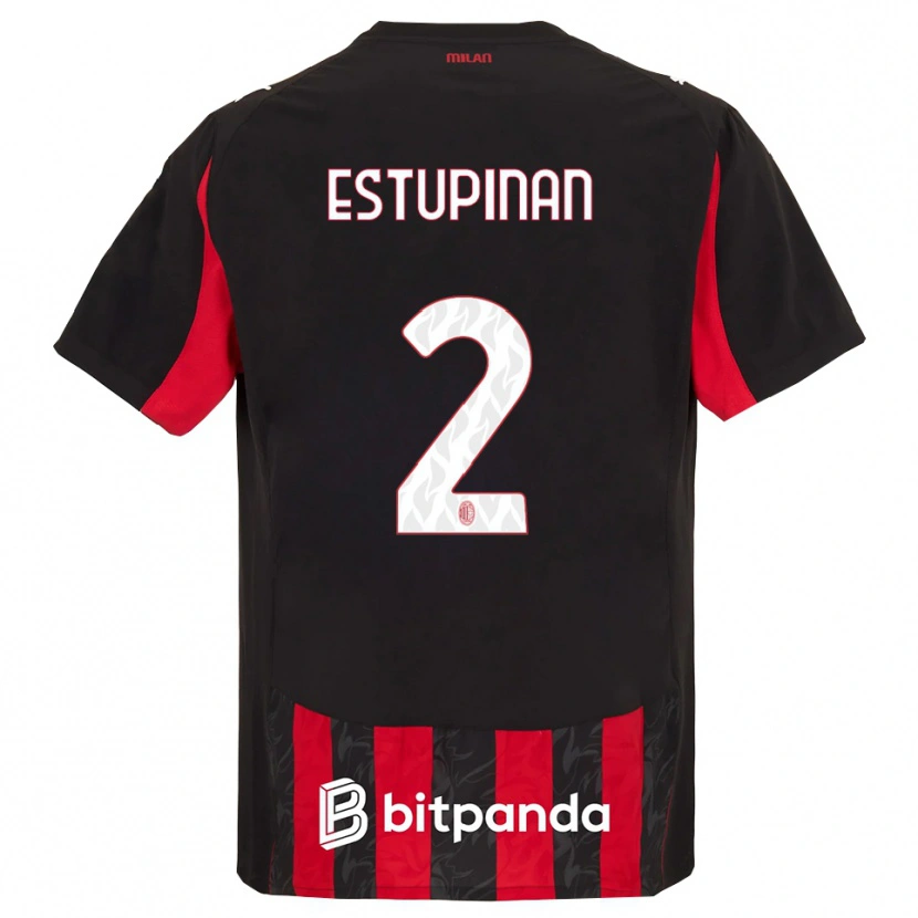 Danxen Enfant Maillot Pervis Estupiñán #2 Rouge Noir Tenues Domicile 2025/26 T-Shirt