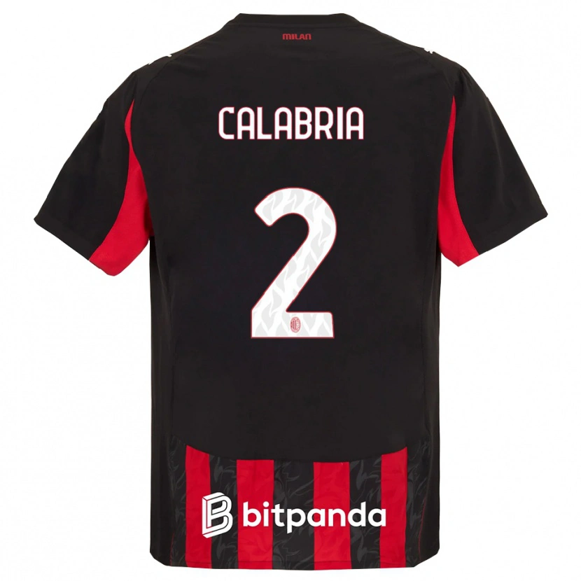 Danxen Enfant Maillot Davide Calabria #2 Rouge Noir Tenues Domicile 2025/26 T-Shirt