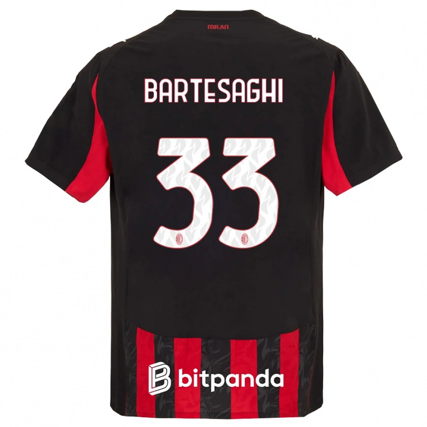 Danxen Enfant Maillot Davide Bartesaghi #33 Rouge Noir Tenues Domicile 2025/26 T-Shirt