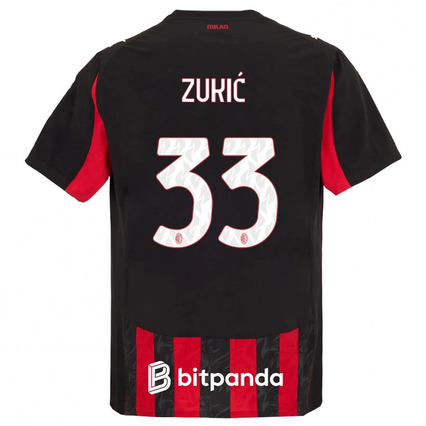 Danxen Enfant Maillot Damir Zukić #33 Rouge Noir Tenues Domicile 2025/26 T-Shirt