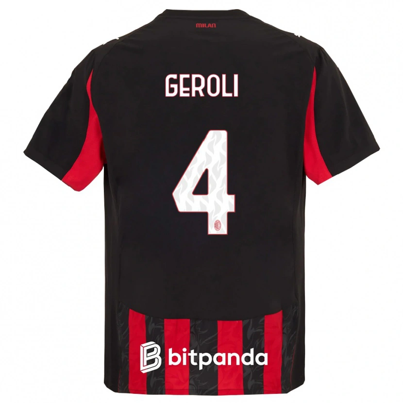 Danxen Enfant Maillot Matteo Geroli #4 Rouge Noir Tenues Domicile 2025/26 T-Shirt