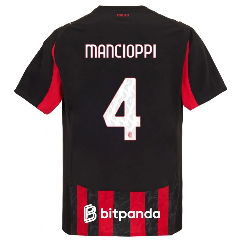 Danxen Enfant Maillot Tommaso Mancioppi #4 Rouge Noir Tenues Domicile 2025/26 T-Shirt