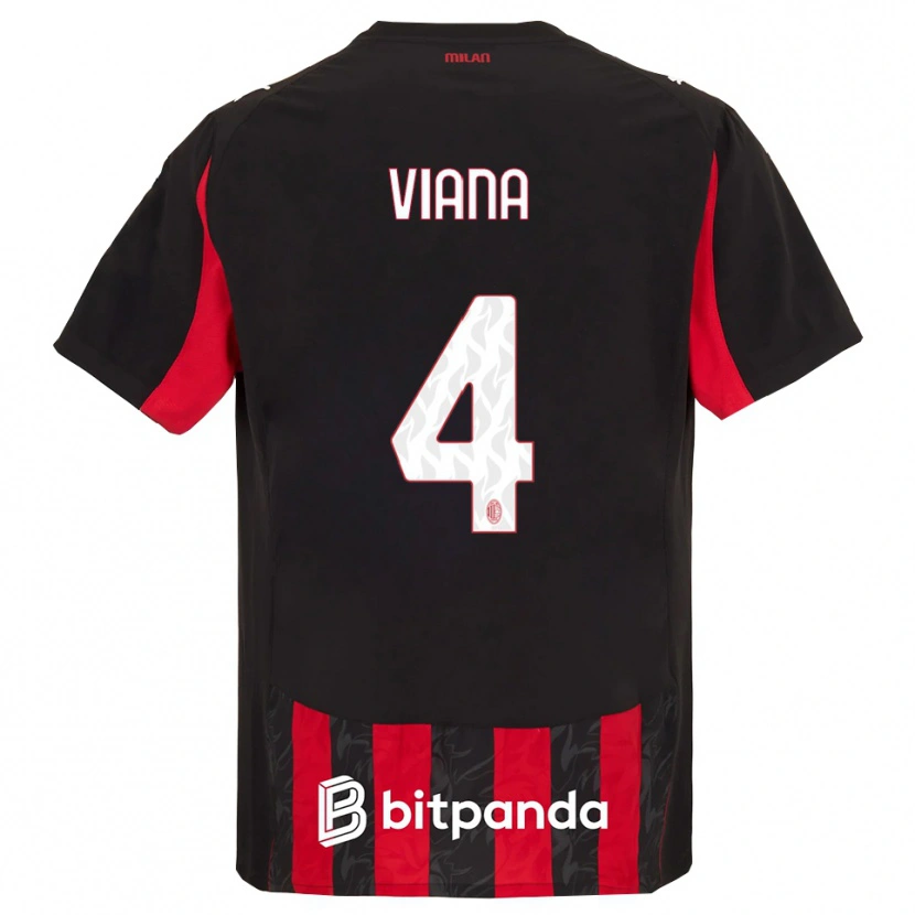 Danxen Enfant Maillot Viana Seedorf #4 Rouge Noir Tenues Domicile 2025/26 T-Shirt