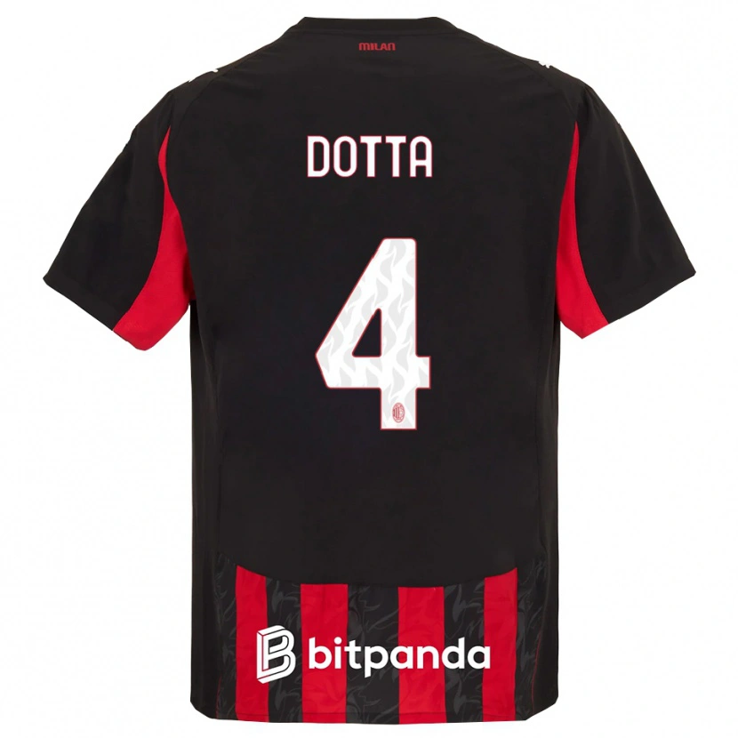 Danxen Enfant Maillot Cristiano Dotta #4 Rouge Noir Tenues Domicile 2025/26 T-Shirt