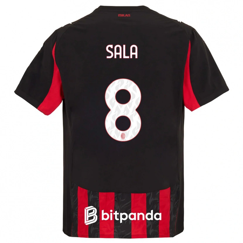 Danxen Enfant Maillot Emanuele Sala #8 Rouge Noir Tenues Domicile 2025/26 T-Shirt