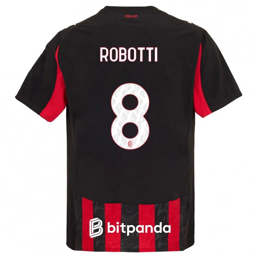 Danxen Enfant Maillot Giovanni Robotti #8 Rouge Noir Tenues Domicile 2025/26 T-Shirt
