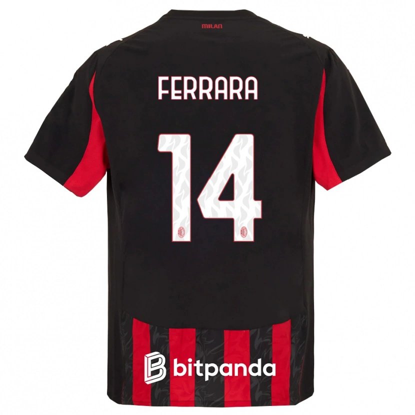 Danxen Enfant Maillot Francesco Ferrara #14 Rouge Noir Tenues Domicile 2025/26 T-Shirt
