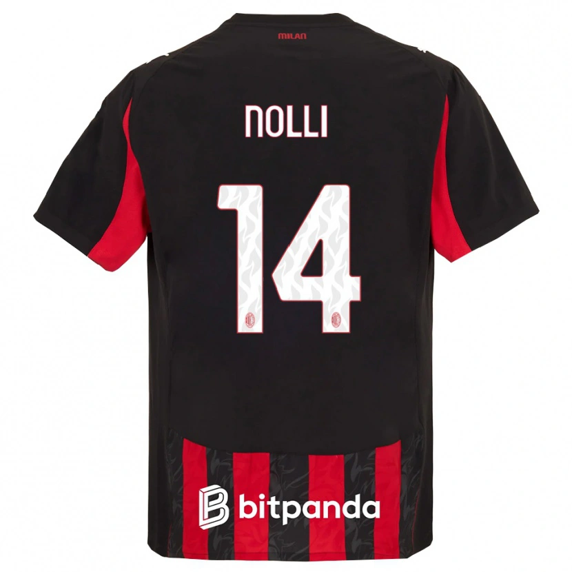 Danxen Enfant Maillot Luca Nolli #14 Rouge Noir Tenues Domicile 2025/26 T-Shirt