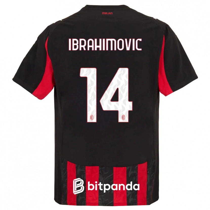 Danxen Enfant Maillot Vincent Ibrahimović #14 Rouge Noir Tenues Domicile 2025/26 T-Shirt