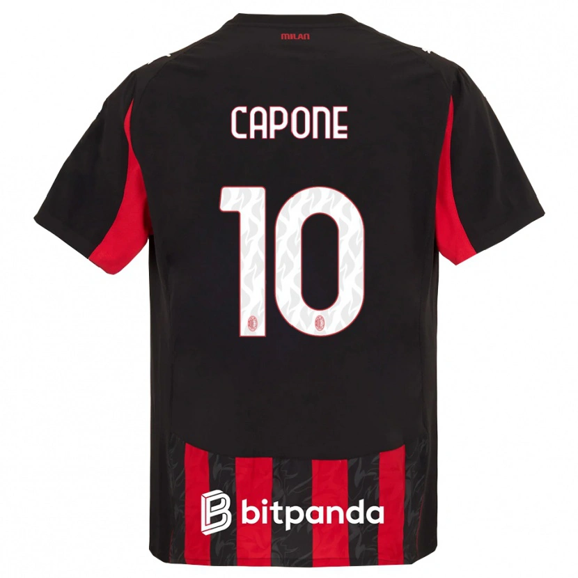 Danxen Enfant Maillot Andrea Capone #10 Rouge Noir Tenues Domicile 2025/26 T-Shirt