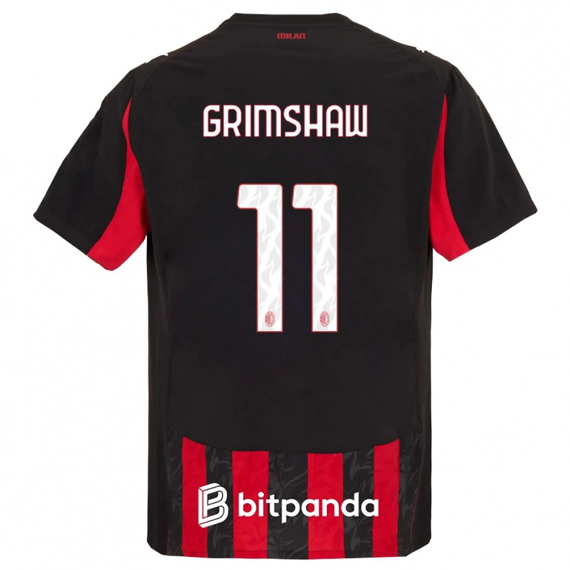 Danxen Enfant Maillot Christy Grimshaw #11 Rouge Noir Tenues Domicile 2025/26 T-Shirt