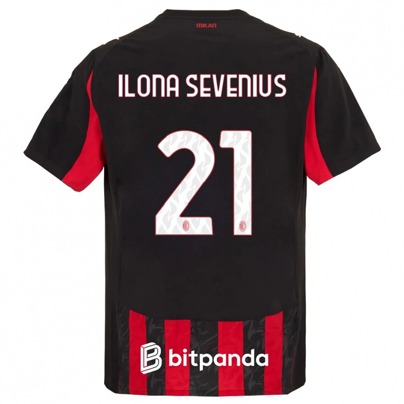 Danxen Enfant Maillot Oona Ilona Sevenius #21 Rouge Noir Tenues Domicile 2025/26 T-Shirt