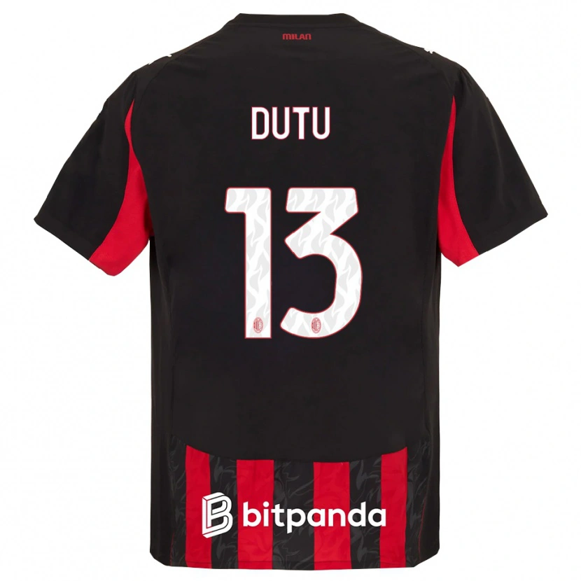Danxen Enfant Maillot Matteo Duțu #13 Rouge Noir Tenues Domicile 2025/26 T-Shirt