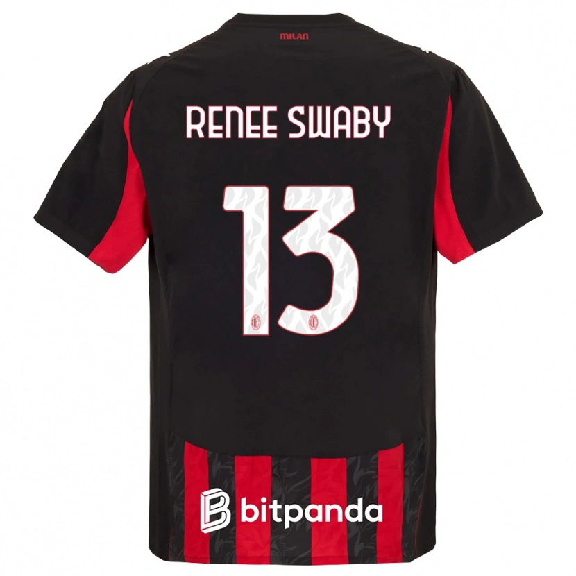 Danxen Enfant Maillot Allyson Renee Swaby #13 Rouge Noir Tenues Domicile 2025/26 T-Shirt