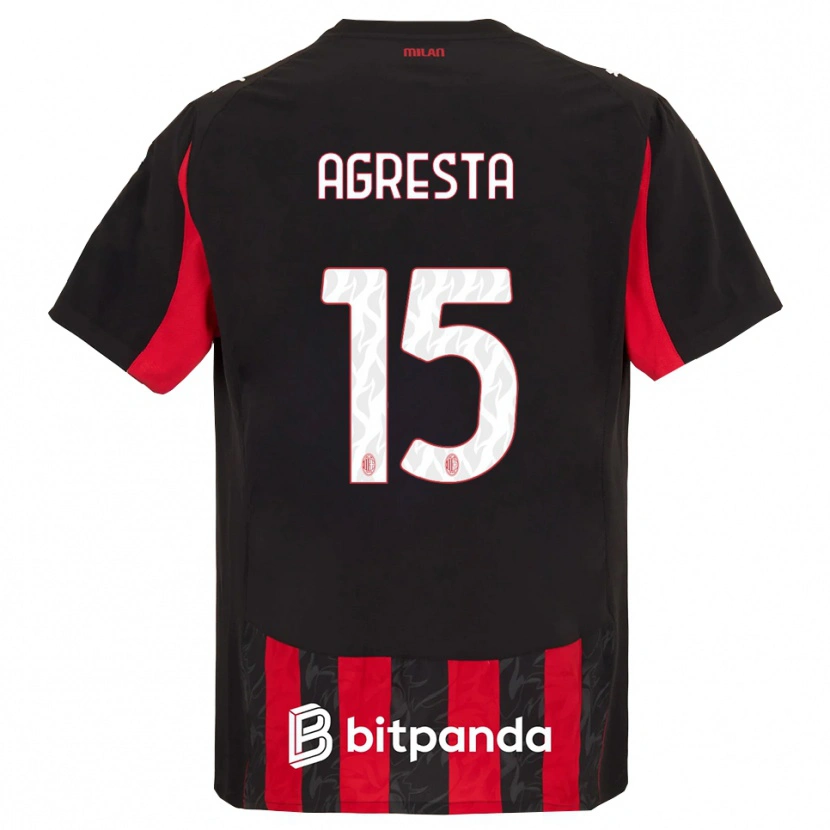Danxen Enfant Maillot Stefano Agresta #15 Rouge Noir Tenues Domicile 2025/26 T-Shirt