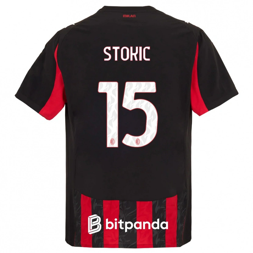 Danxen Enfant Maillot Sara Stokić #15 Rouge Noir Tenues Domicile 2025/26 T-Shirt