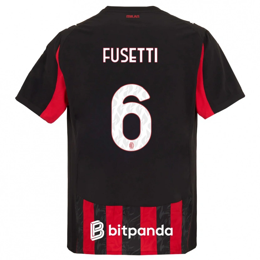 Danxen Enfant Maillot Laura Fusetti #6 Rouge Noir Tenues Domicile 2025/26 T-Shirt