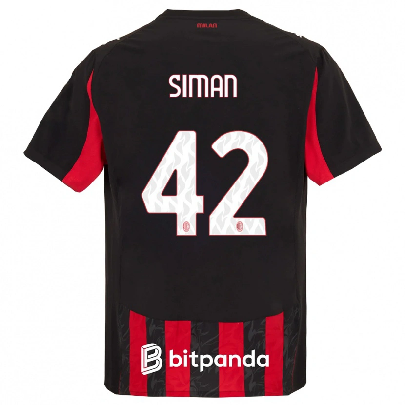 Danxen Enfant Maillot Alexandru Șiman #42 Rouge Noir Tenues Domicile 2025/26 T-Shirt