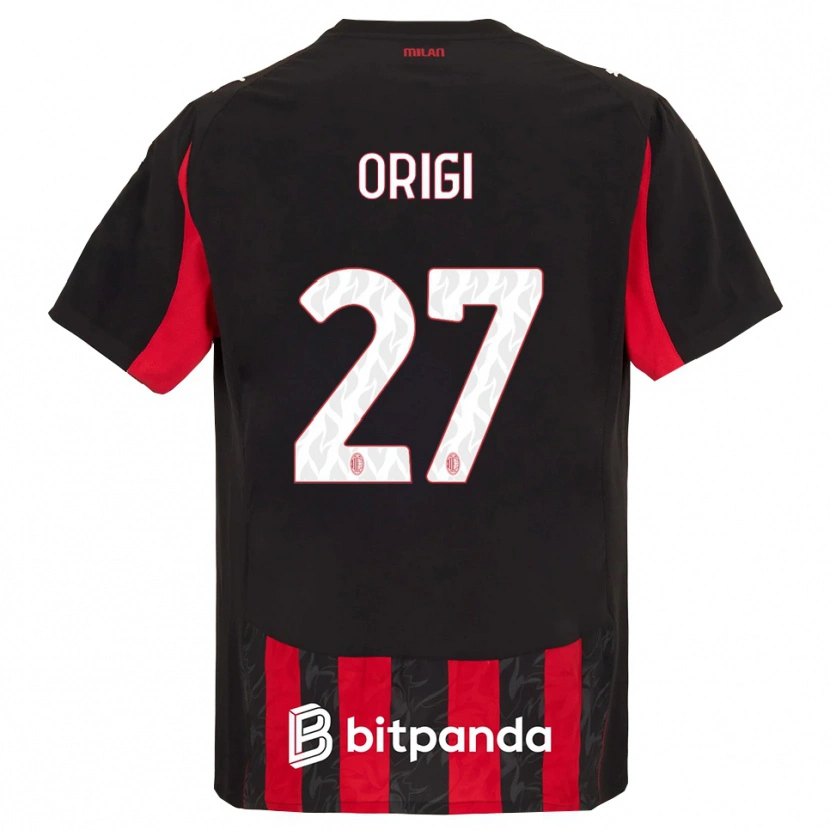 Danxen Enfant Maillot Divock Origi #27 Rouge Noir Tenues Domicile 2025/26 T-Shirt