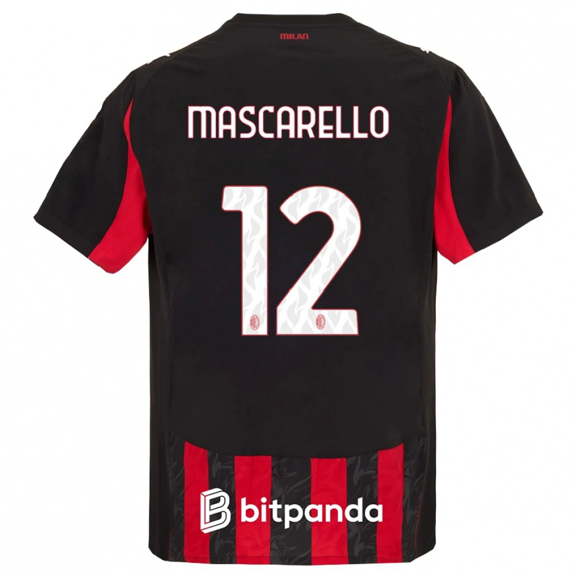 Danxen Enfant Maillot Marta Mascarello #12 Rouge Noir Tenues Domicile 2025/26 T-Shirt