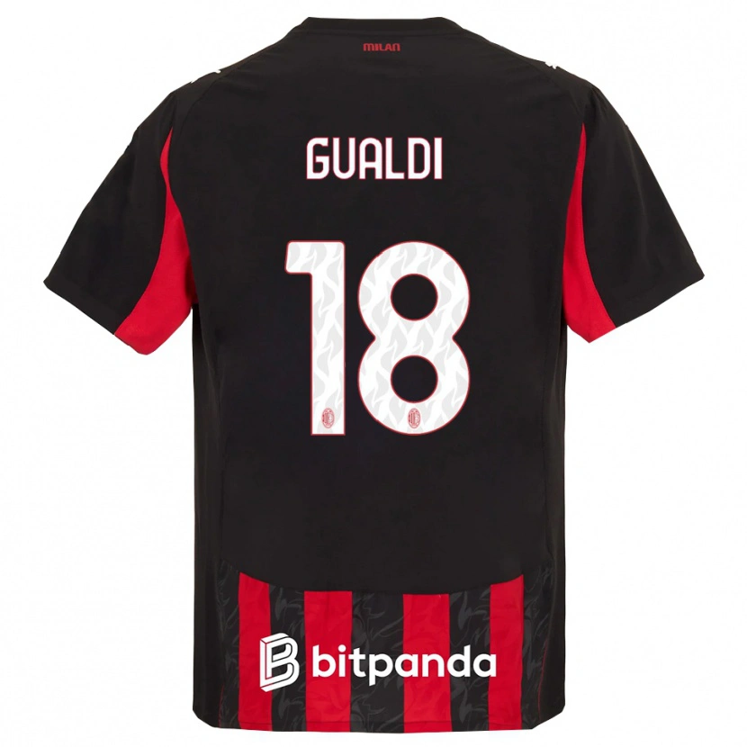 Danxen Enfant Maillot Andrea Gualdi #18 Rouge Noir Tenues Domicile 2025/26 T-Shirt