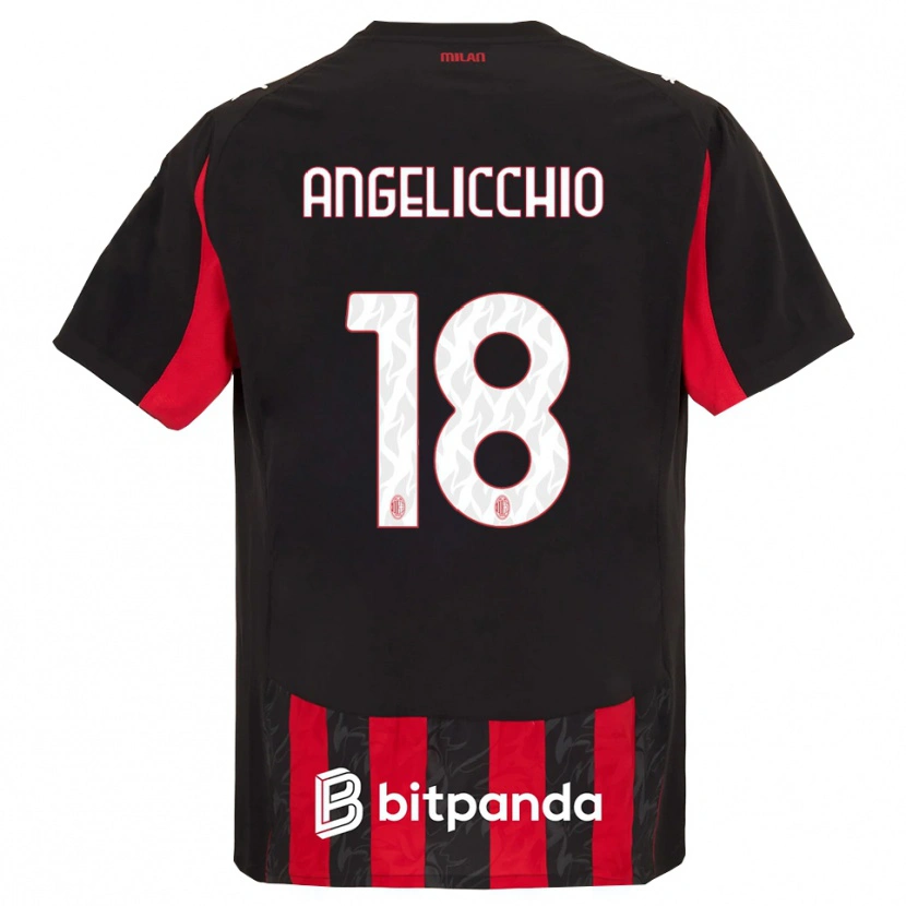 Danxen Enfant Maillot Mattia Angelicchio #18 Rouge Noir Tenues Domicile 2025/26 T-Shirt