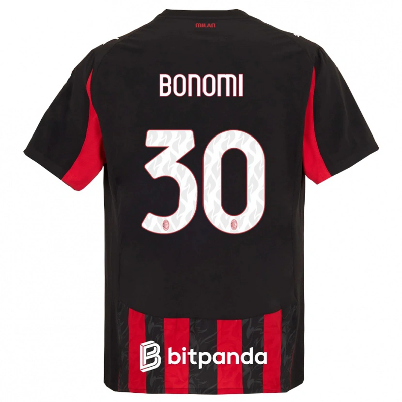 Danxen Enfant Maillot Alessandro Bonomi #30 Rouge Noir Tenues Domicile 2025/26 T-Shirt
