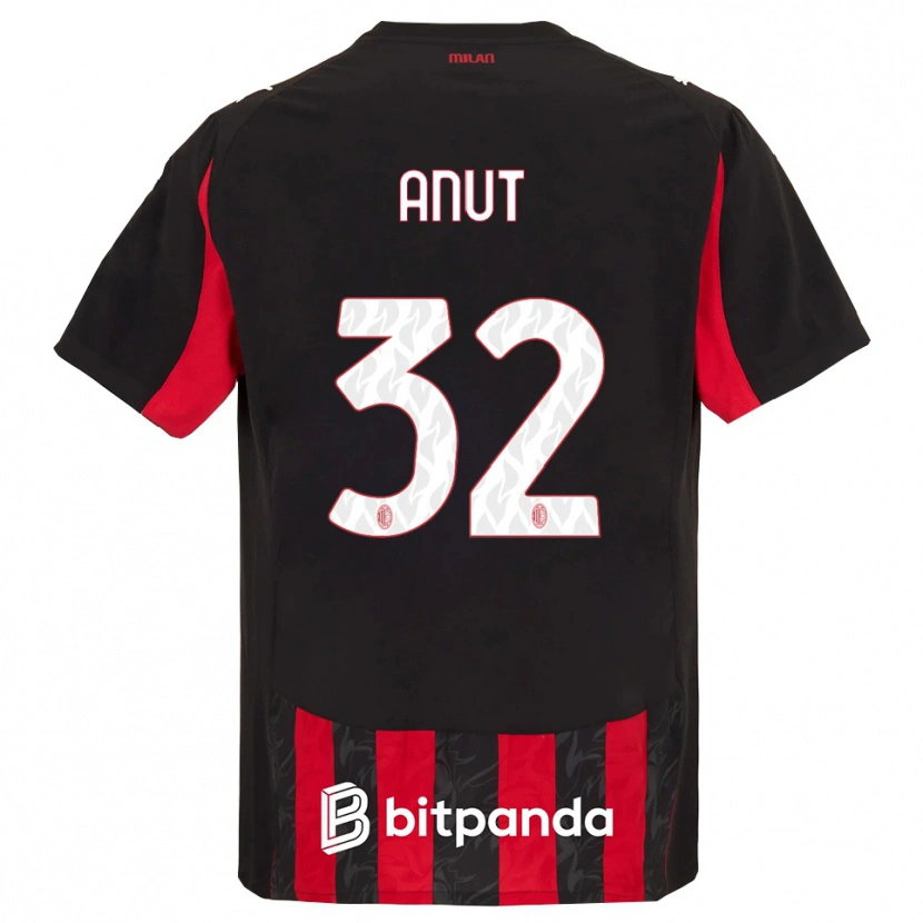 Danxen Enfant Maillot Niccolo Anut #32 Rouge Noir Tenues Domicile 2025/26 T-Shirt