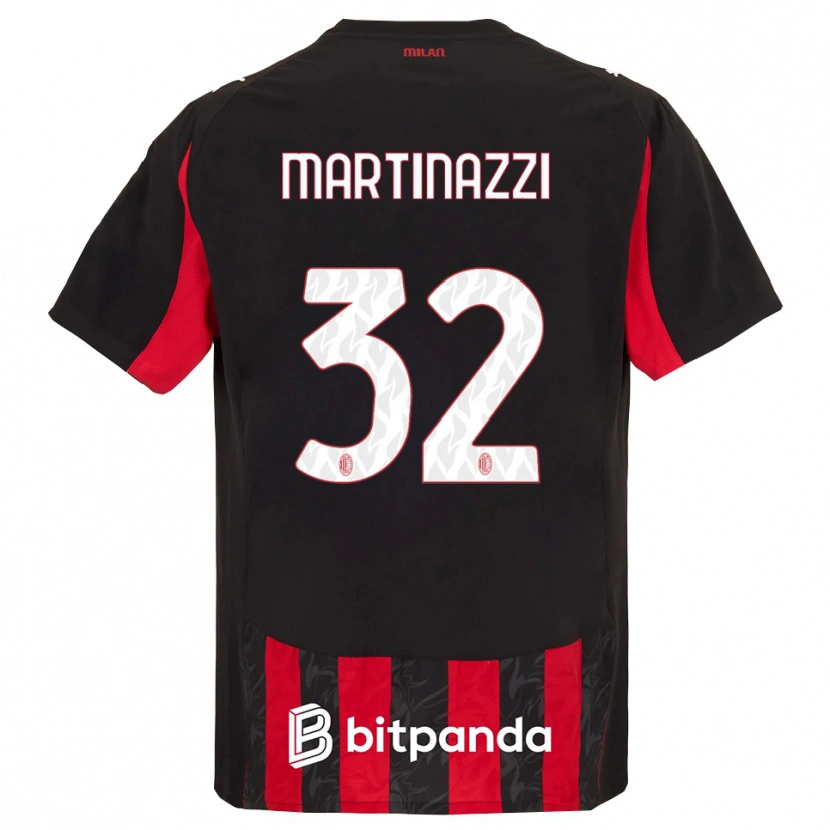 Danxen Enfant Maillot Luca Martinazzi #32 Rouge Noir Tenues Domicile 2025/26 T-Shirt