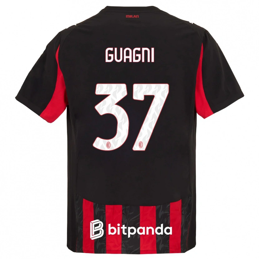 Danxen Enfant Maillot Alia Guagni #37 Rouge Noir Tenues Domicile 2025/26 T-Shirt