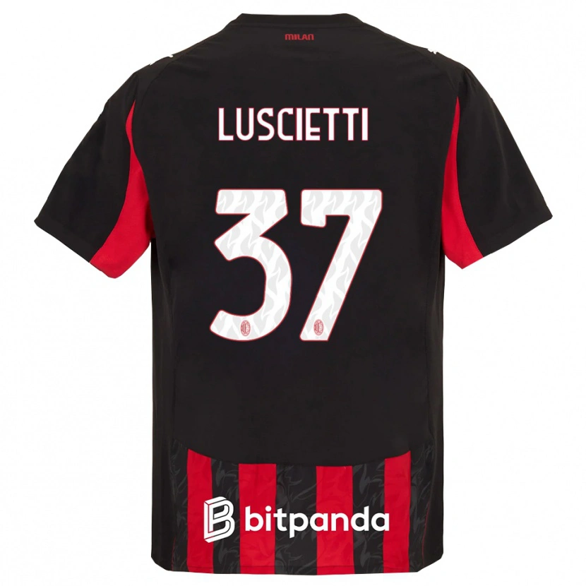 Danxen Enfant Maillot Abebe Luscietti #37 Rouge Noir Tenues Domicile 2025/26 T-Shirt