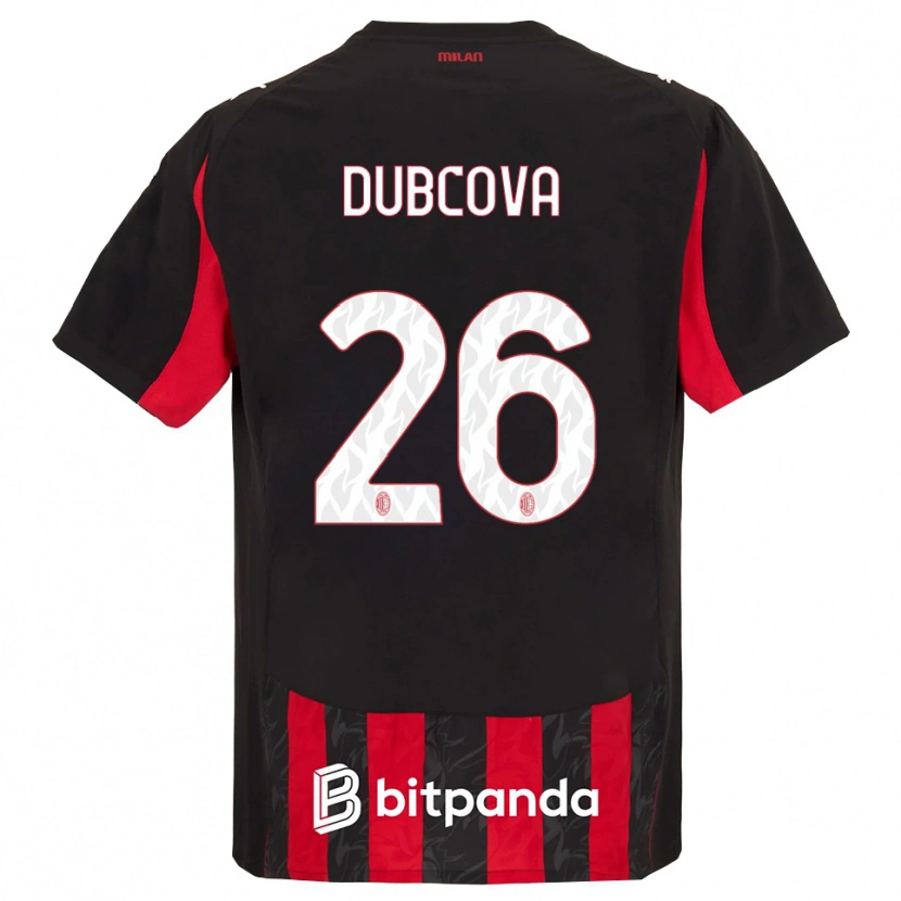 Danxen Enfant Maillot Michaela Dubcova #26 Rouge Noir Tenues Domicile 2025/26 T-Shirt