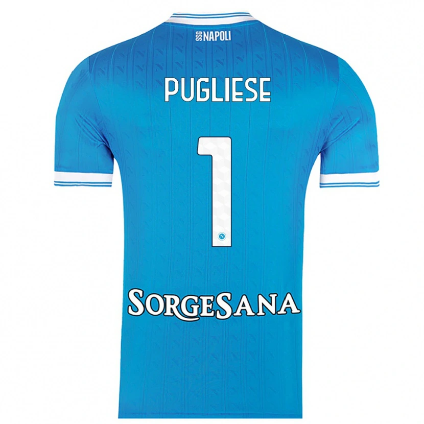 Danxen Enfant Maillot Claudio Pugliese #1 Bleu Ciel Blanc Tenues Domicile 2025/26 T-Shirt