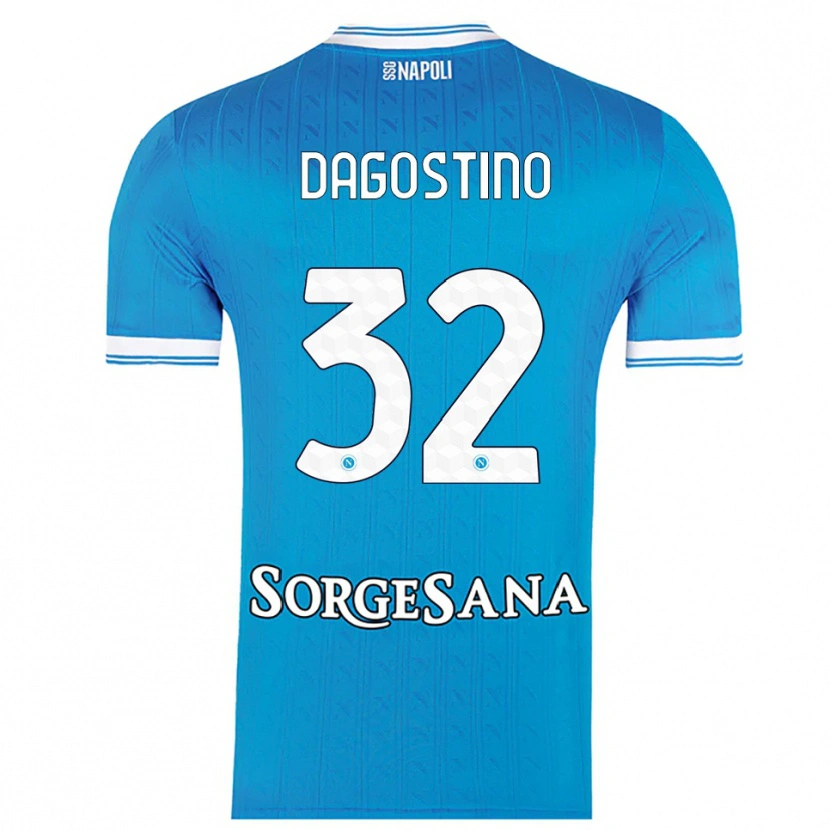 Danxen Enfant Maillot Giuseppe Dagostino #32 Bleu Ciel Blanc Tenues Domicile 2025/26 T-Shirt