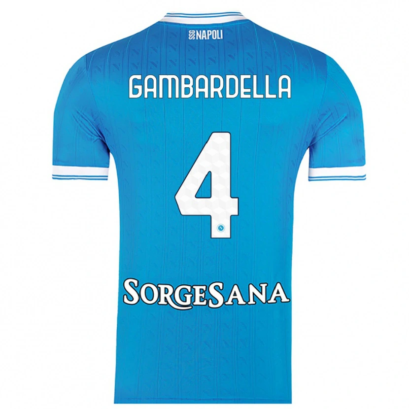 Danxen Enfant Maillot Vittorio Gambardella #4 Bleu Ciel Blanc Tenues Domicile 2025/26 T-Shirt