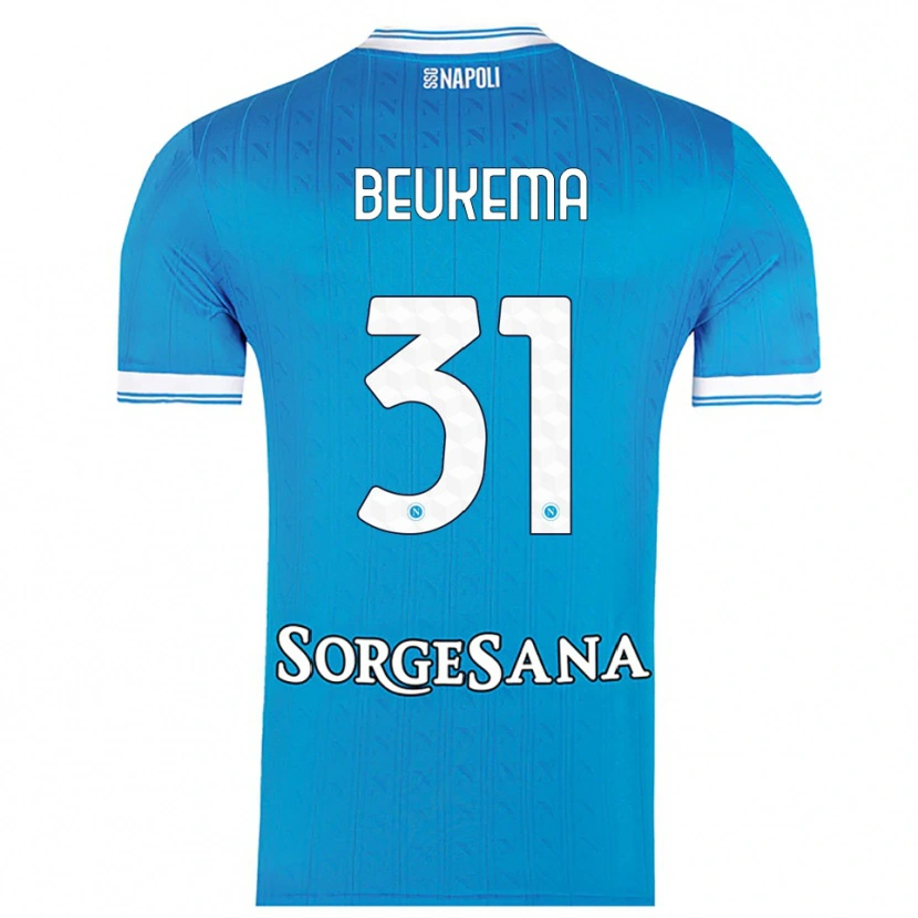 Danxen Enfant Maillot Sam Beukema #31 Bleu Ciel Blanc Tenues Domicile 2025/26 T-Shirt