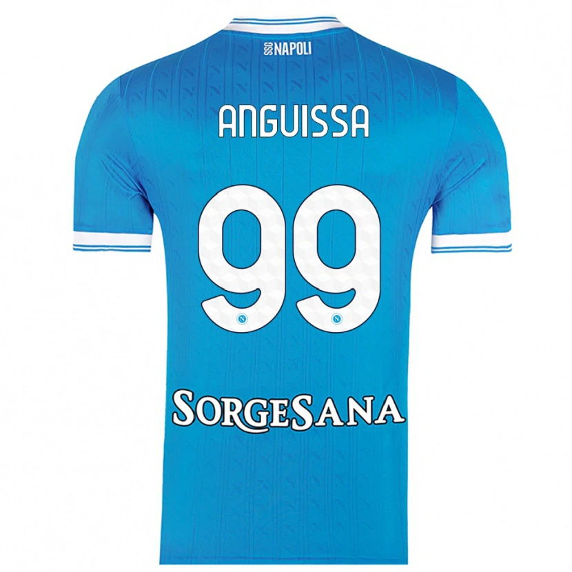 Danxen Enfant Maillot Frank Anguissa #99 Bleu Ciel Blanc Tenues Domicile 2025/26 T-Shirt