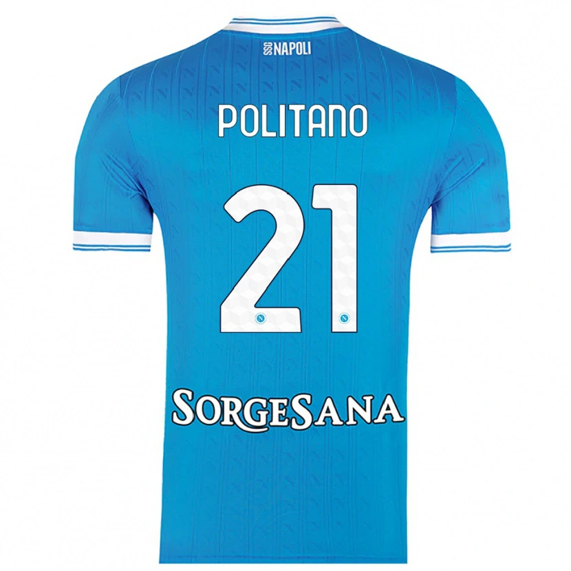 Danxen Enfant Maillot Matteo Politano #21 Bleu Ciel Blanc Tenues Domicile 2025/26 T-Shirt