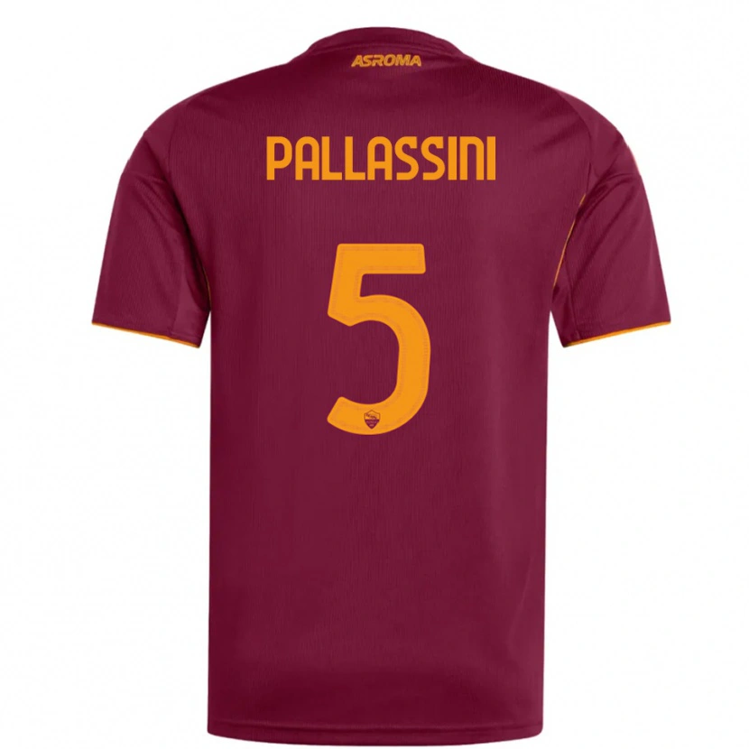 Danxen Enfant Maillot Luca Pallassini #5 Bourgogne Orange Tenues Domicile 2025/26 T-Shirt