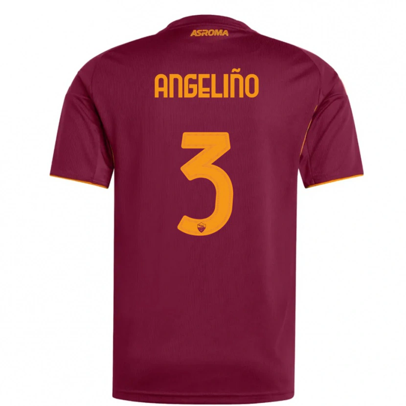 Danxen Enfant Maillot Angeliño #3 Bourgogne Orange Tenues Domicile 2025/26 T-Shirt