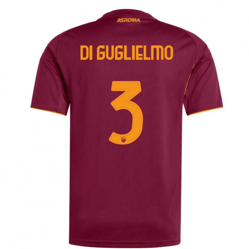 Danxen Enfant Maillot Lucia Di Guglielmo #3 Bourgogne Orange Tenues Domicile 2025/26 T-Shirt