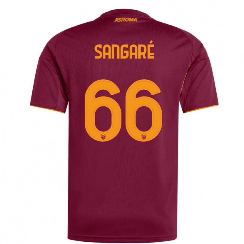 Danxen Enfant Maillot Buba Sangaré #66 Bourgogne Orange Tenues Domicile 2025/26 T-Shirt