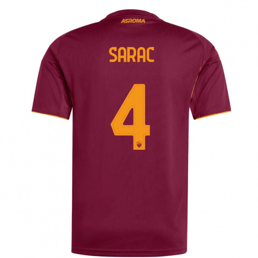 Danxen Enfant Maillot Pavle Sarac #4 Bourgogne Orange Tenues Domicile 2025/26 T-Shirt