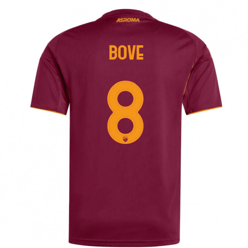 Danxen Enfant Maillot Edoardo Bove #8 Bourgogne Orange Tenues Domicile 2025/26 T-Shirt