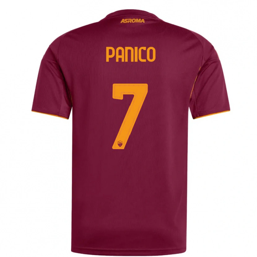 Danxen Enfant Maillot Francesco Panico #7 Bourgogne Orange Tenues Domicile 2025/26 T-Shirt