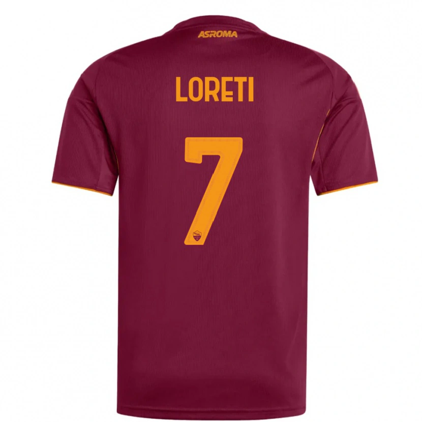 Danxen Enfant Maillot Mirko Loreti #7 Bourgogne Orange Tenues Domicile 2025/26 T-Shirt