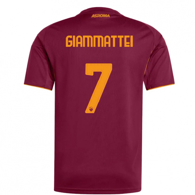 Danxen Enfant Maillot Gioele Giammattei #7 Bourgogne Orange Tenues Domicile 2025/26 T-Shirt