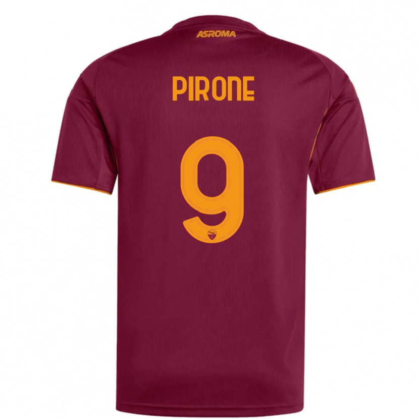 Danxen Enfant Maillot Valeria Pirone #9 Bourgogne Orange Tenues Domicile 2025/26 T-Shirt